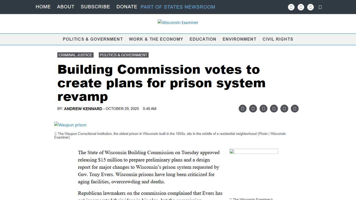 Building Commission votes to create plans for prison system revamp • Wisconsin Examiner